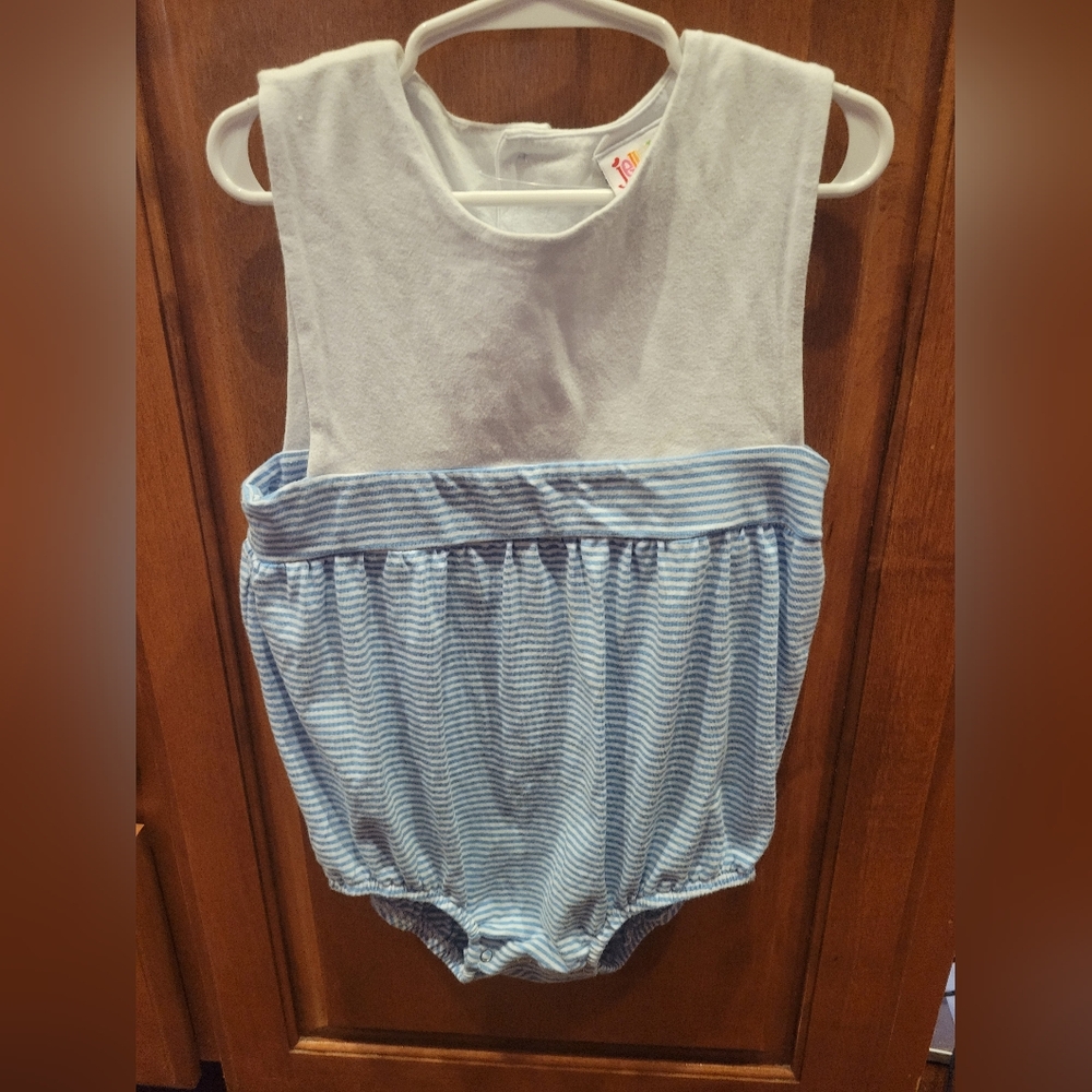 Jelly Beans White and Blue Striped Kids One Piece
